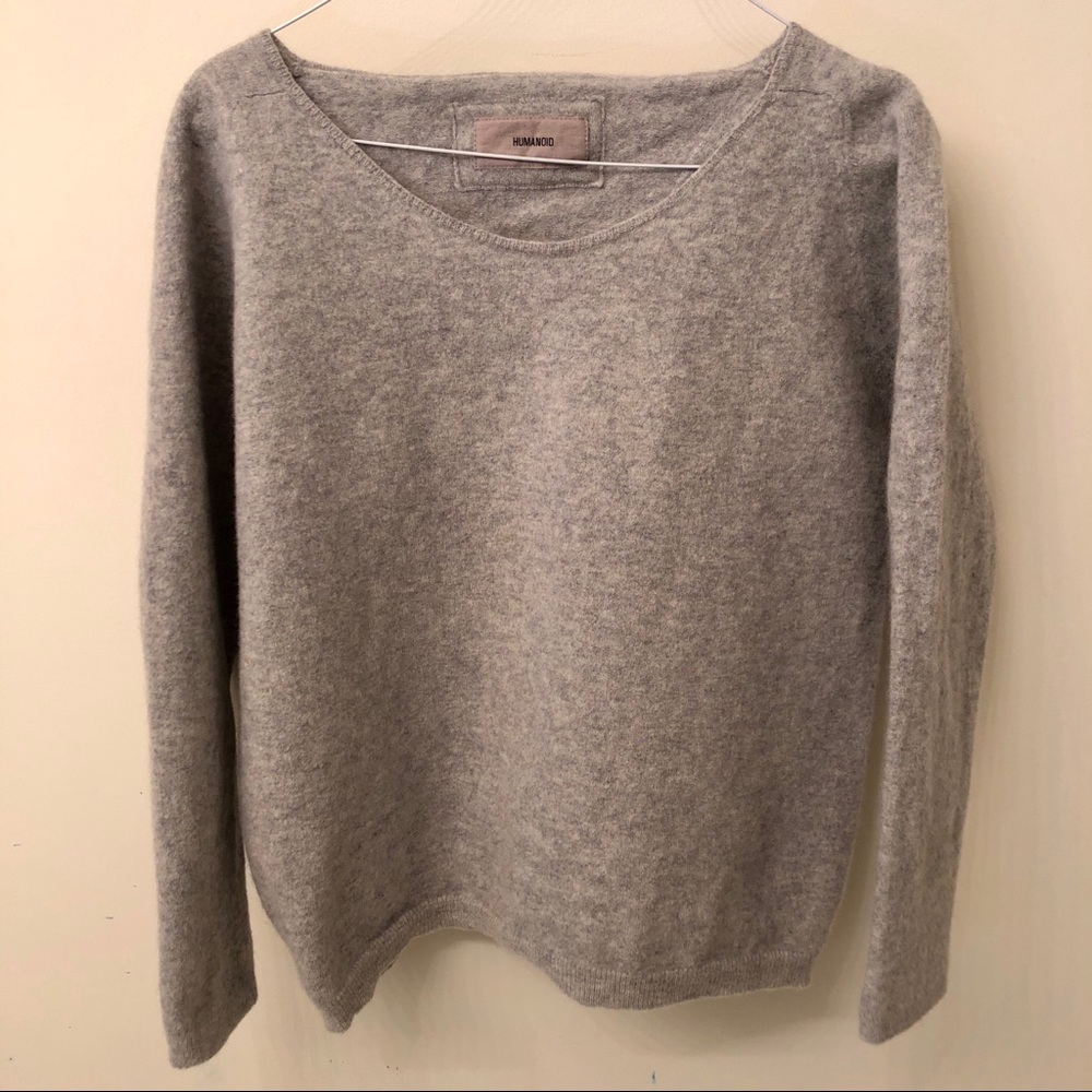 HUMANOID Lambswool Gray Wrap Back Sweater
